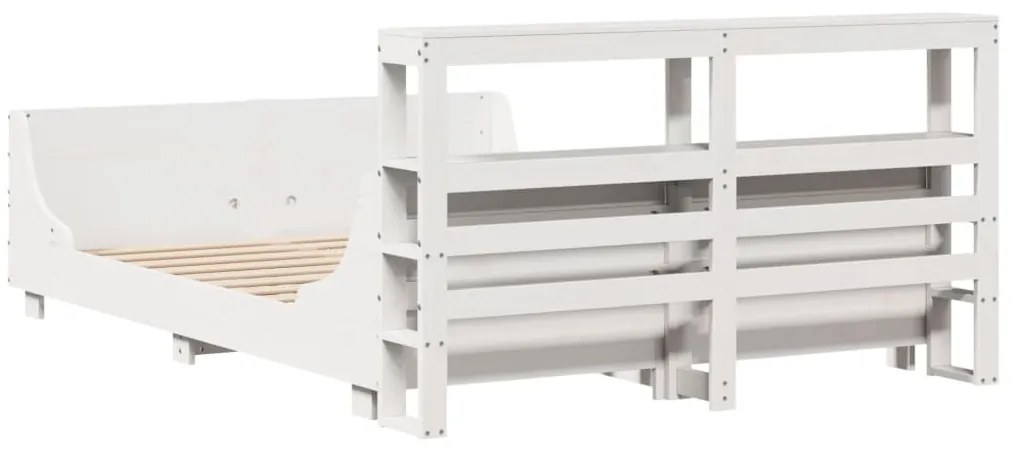 Cama sem colchão 140x200 cm madeira de pinho maciça branco