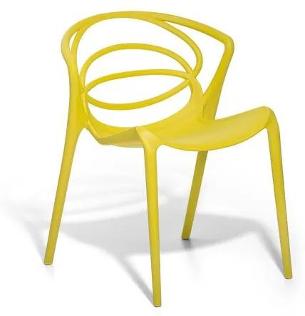 Cadeira de jantar em plástico amarelo para interior ou exterior BEND