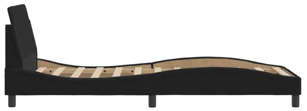 Estrutura cama c/ cabeceira sem colchão tecido 90x200 cm preto