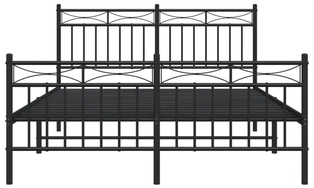 Estrutura de cama com cabeceira e pés 140x190 cm metal preto