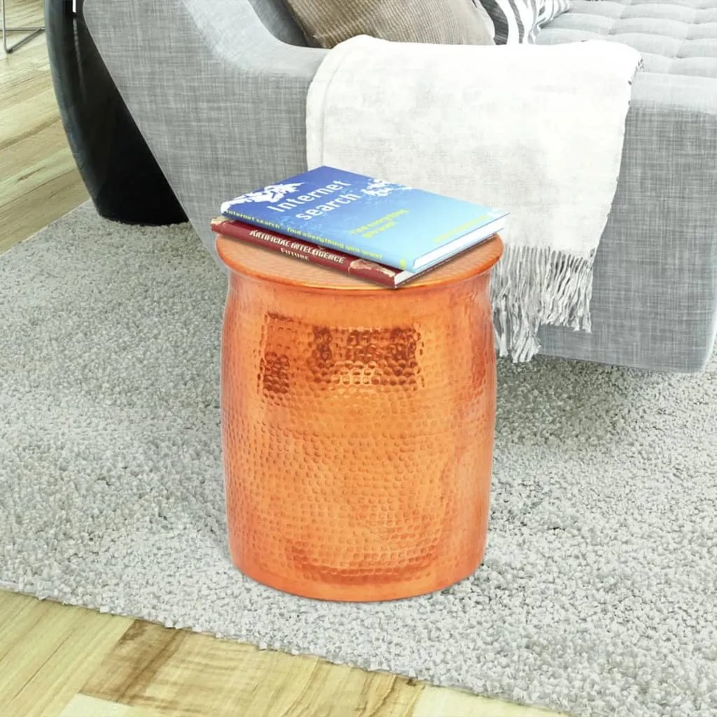 Banco/mesa de apoio em alumínio martelado, cor de latão/cobre