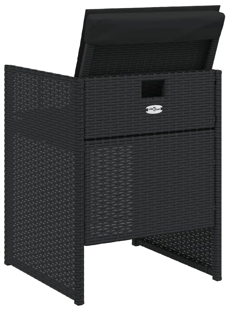 5 pcs conjunto de jantar p/ jardim c/ almofadões vime PE preto