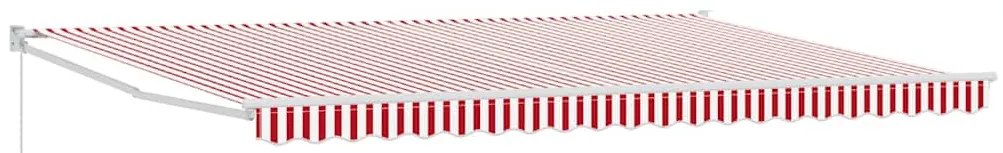 Toldo Retrátil Manual Listrado Vermelho e Branco 500x300 cm