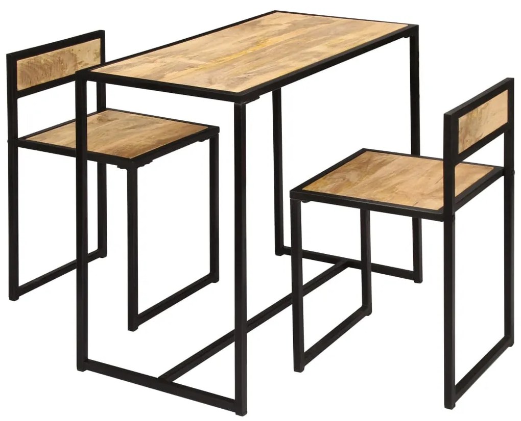 Conjunto de jantar 3 pcs madeira de mangueira maciça