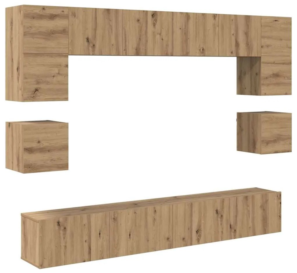 Conjunto de móvel de TV com prateleira 8 pcs carvalho artisiano