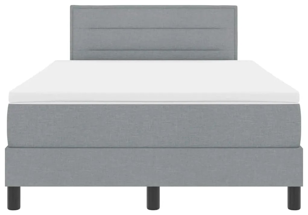 Cama Box com Colchão &amp; Luz LED Cinza 120x190 cm Tecido