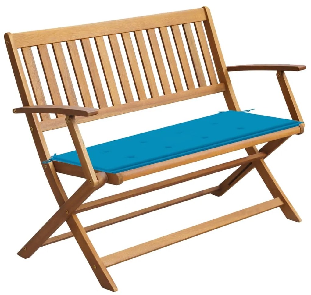 3064243 vidaXL Banco de jardim c/ almofadão 120 cm madeira de acácia maciça