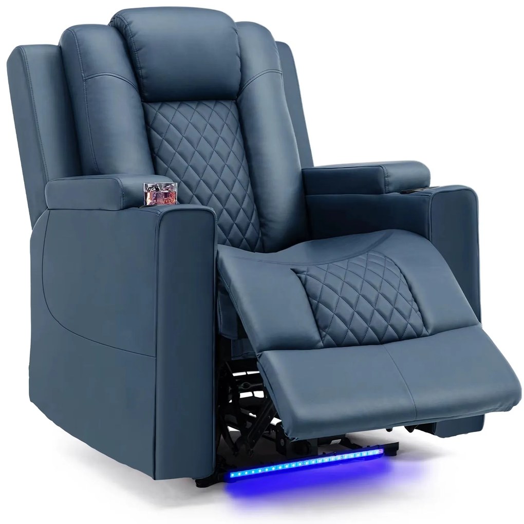 Poltrona Relax Elétrica Reclinável Sintra – Azul – Com Massagem, LED,