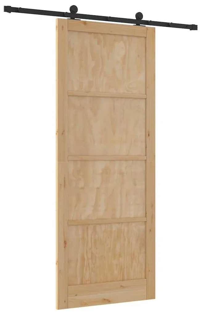 Porta de Correr vidaXL com Kit de Acessórios 93x232 cm Madeira Maciça