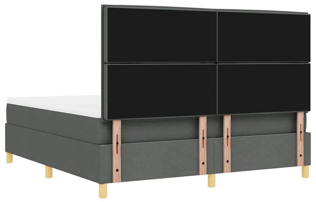 Cama Box com Colchão e Banco Cinza Escuro 180x200 cm Tecido
