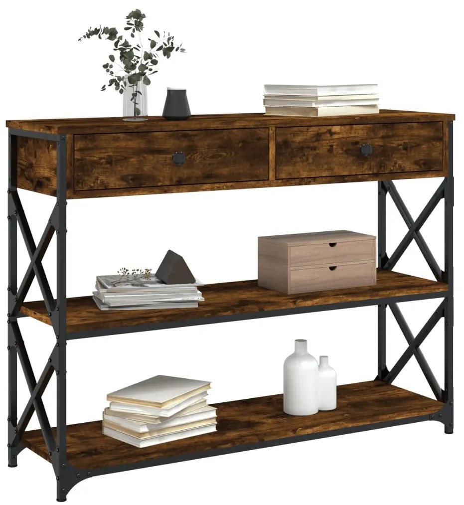 Mesa consola 100x28x75 cm derivados de madeira carvalho fumado
