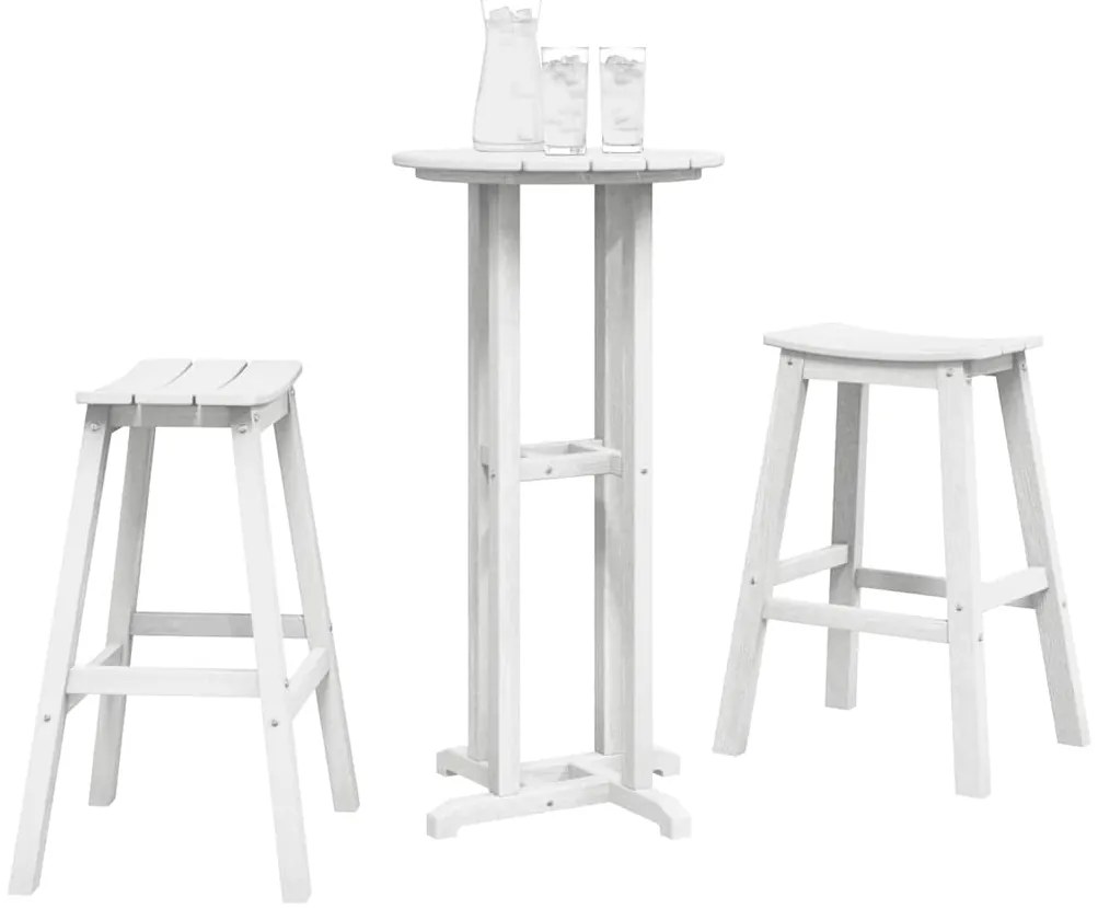 Conjunto de Bar Jardim 3 Peças Branco HDPE