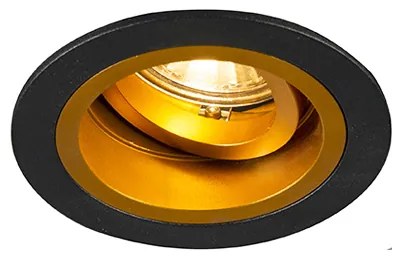 Foco embutido inteligente preto com dourado inclinável Incl. Wifi GU10 - Chuck