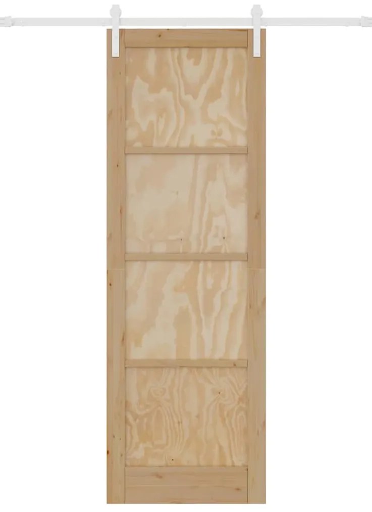 Porta Deslizante vidaXL com Conjunto de Ferragens 78x232 cm Madeira Só