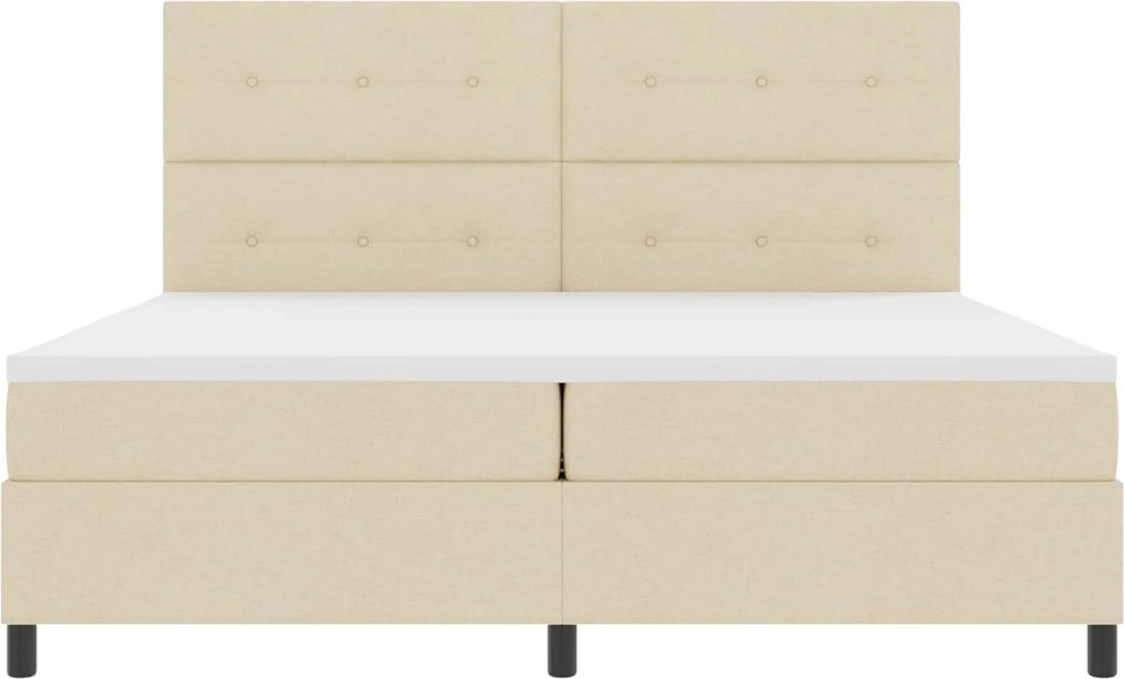 vidaXL Cama Box com colchão com led Creme 200 x 200 cm tecido