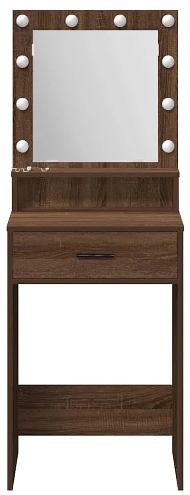 Mesa de Maquilhagem vidaXL com Luzes LED em Castanho Carvalho 50x41x13