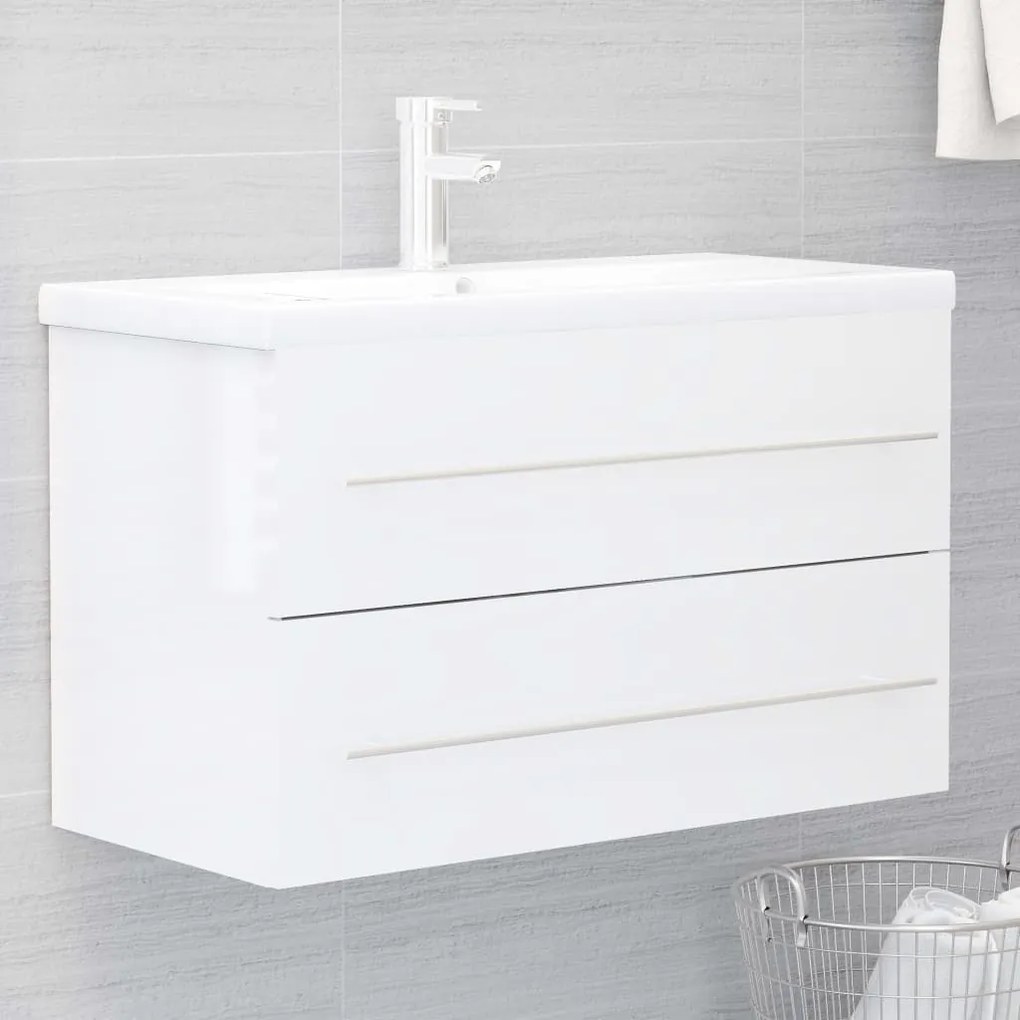 804707 vidaXL Armário lavatório 80x38,5x48 cm contraplacado branco brilhante
