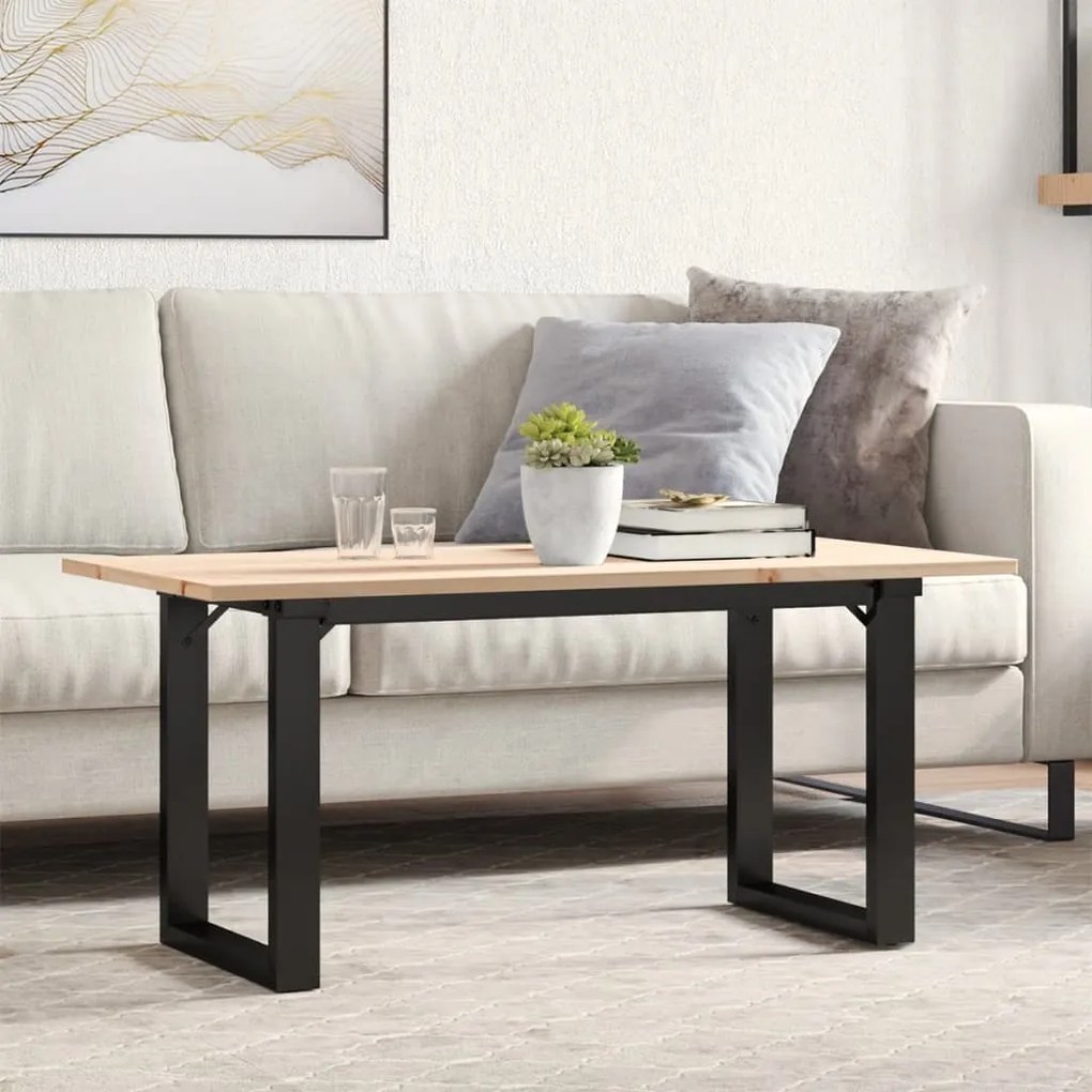 Mesa de centro estrutura em O 90x40x45 cm pinho e aço