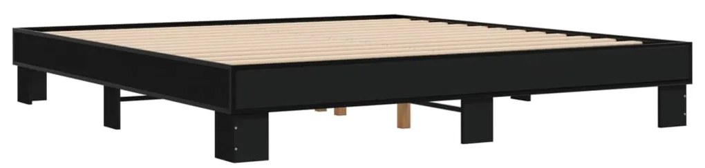Estrutura de cama 160x200 cm derivados de madeira/metal preto