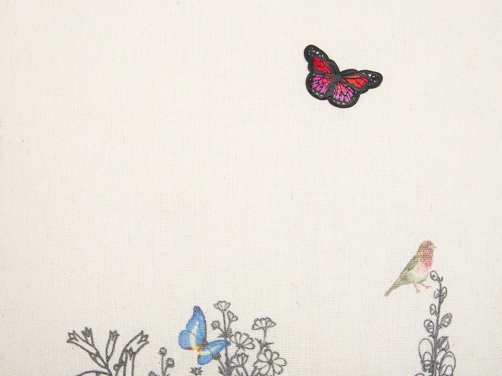 Almofada decorativa creme e cinzenta com padrão borboleta 45 x 45 cm MUSA Beliani