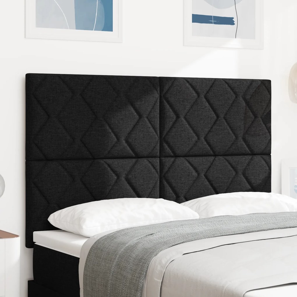 Cabeceira vidaXL Design de Blocos de Diamante Preto 144 cm Tecido