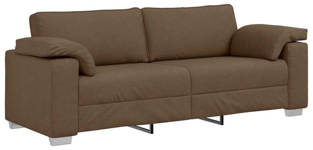 Conjunto de Sofá de 2 Peças com Almofadas em Tecido Castanho