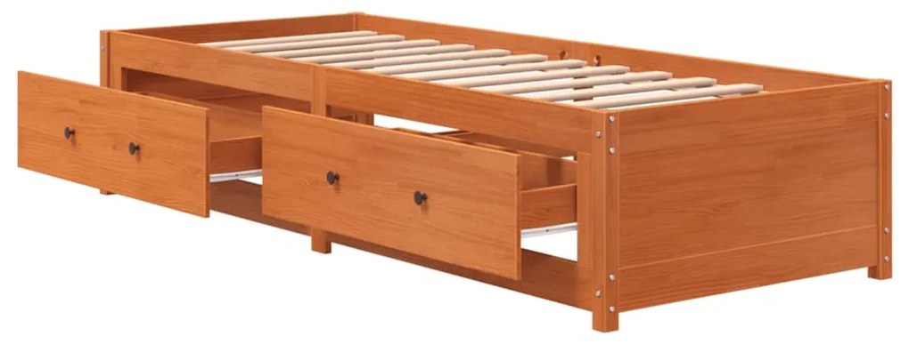 Sofá-cama 75x190 cm madeira de pinho maciça castanho cera