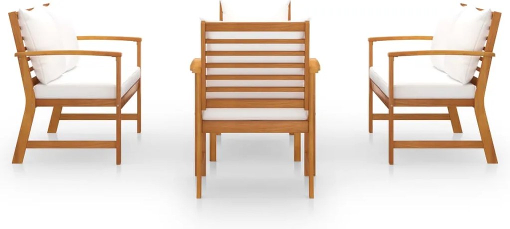 5 pcs conjunto lounge de jardim c/ almofadões acácia maciça