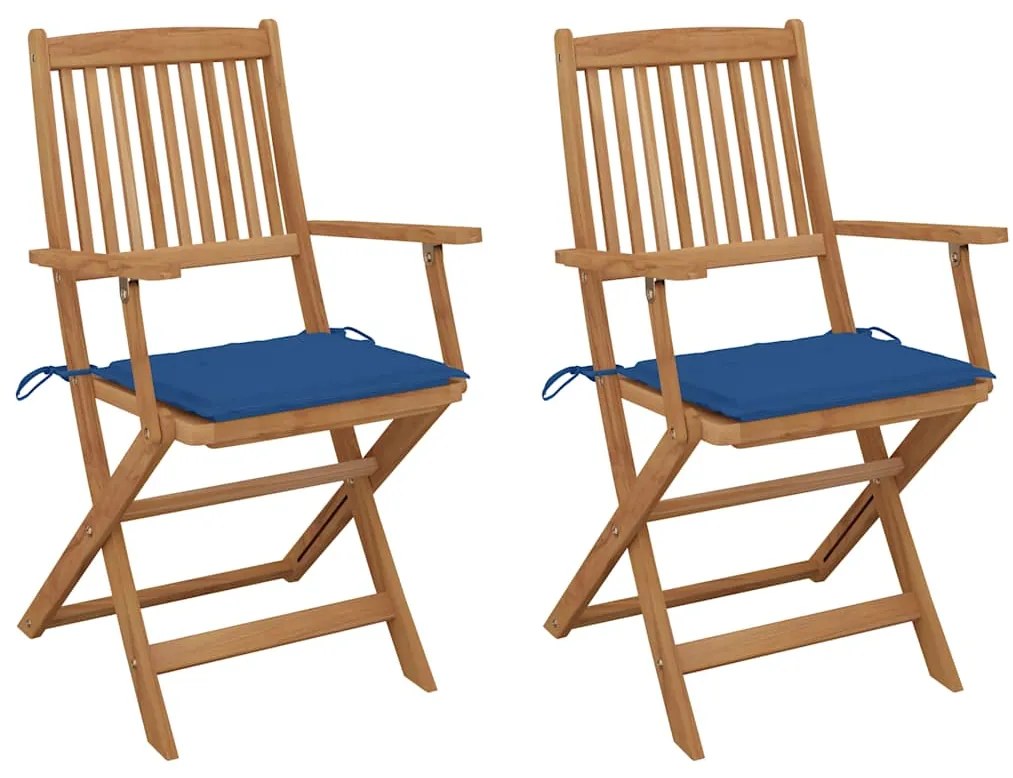 Cadeiras de jardim dobráveis c/ almofadões 2 pcs acácia maciça