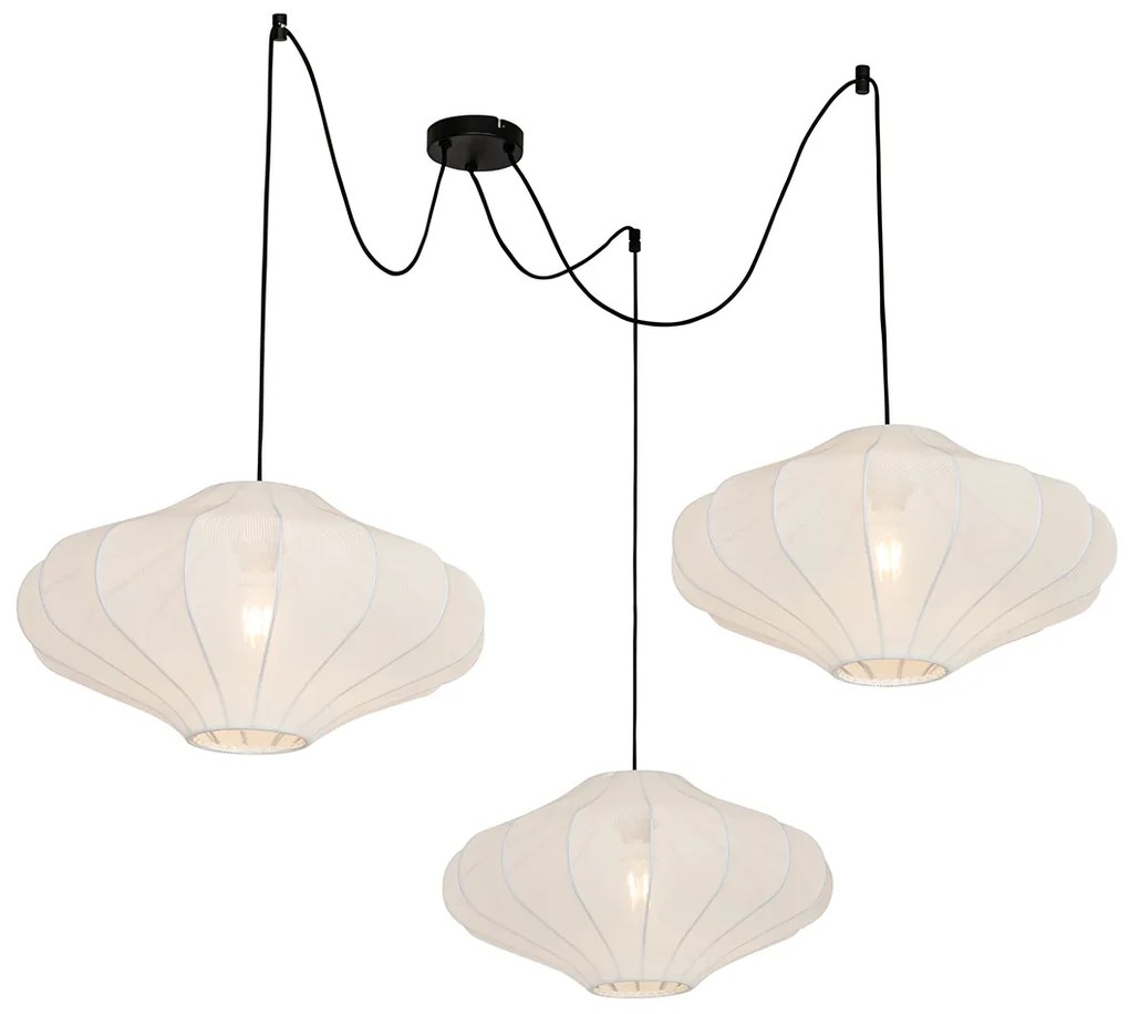Candeeiro de suspensão design branco 50 cm 3 luzes - Plu Japandi