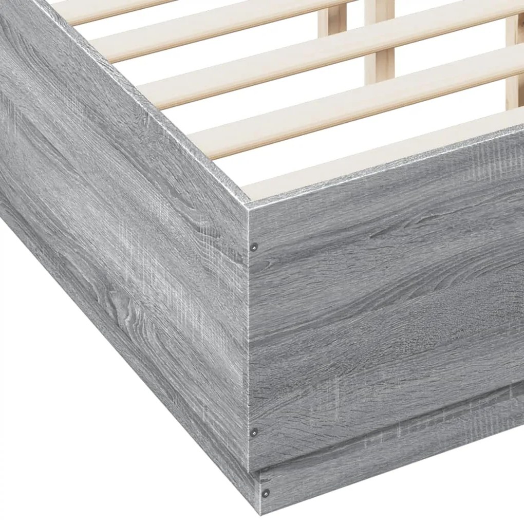 Estrutura de cama 135x190 cm derivados de madeira cinza sonoma
