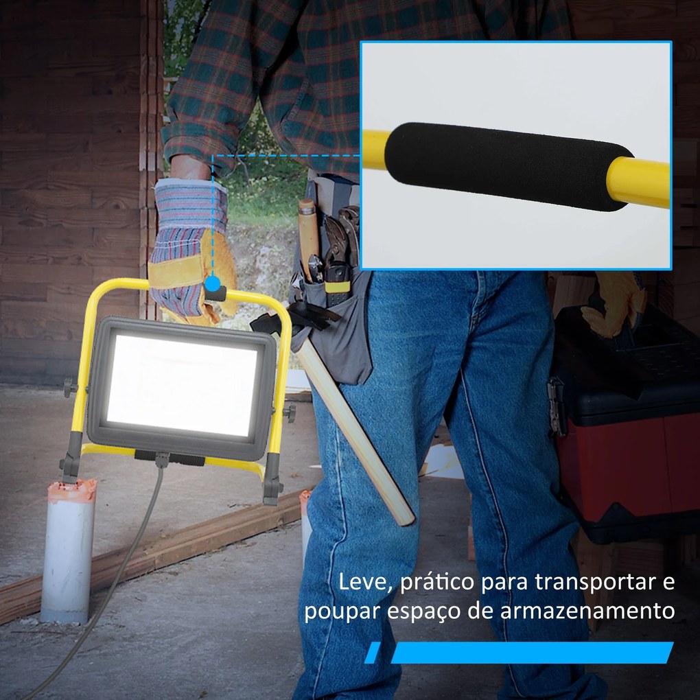 Projetor LED Recarregável com Cabeças e Suporte Ajustáveis 100W 8500 L