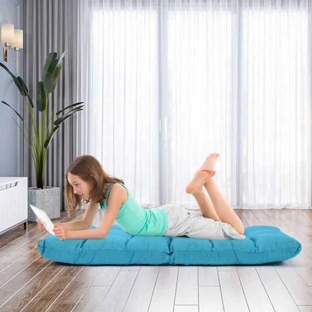 Sofá chão dobrável Costas ajustáveis 14 posições Cadeira de quarto Sala de estar 105 x 56 x 15 cm Turquesa
