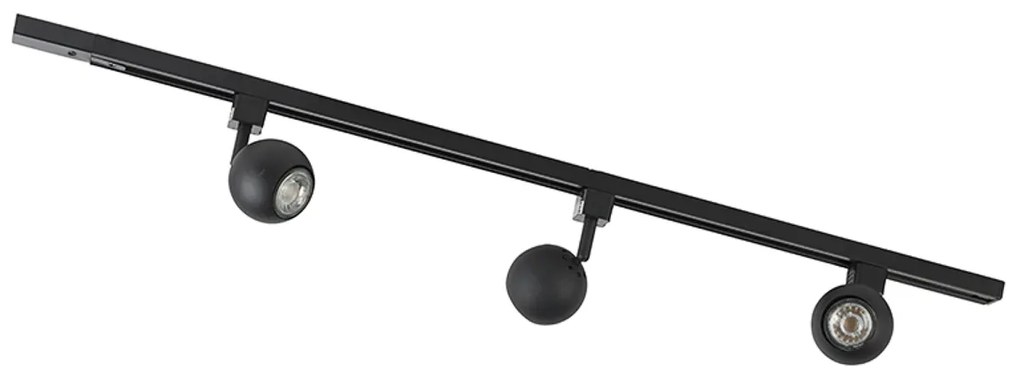 Sistema de iluminação de trilho moderno com 3 focos preto 1-Fase - Iconic Gissi