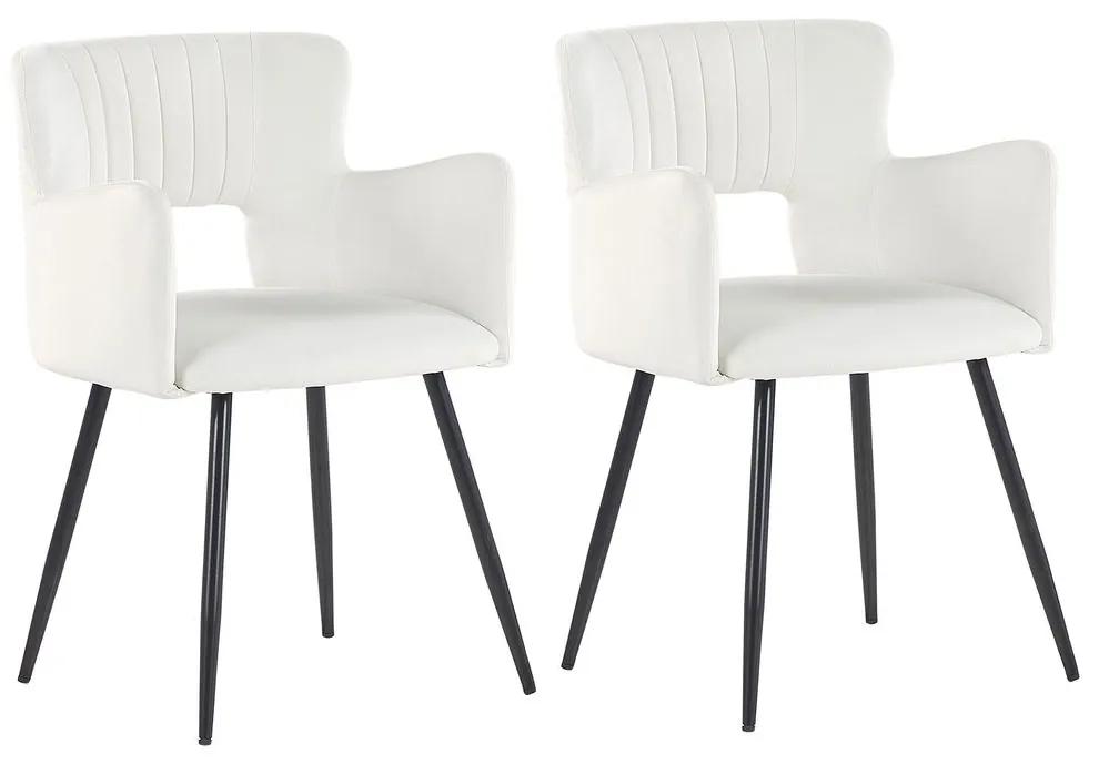 Conjunto de 2 cadeiras de jantar em veludo branco SANILAC Beliani
