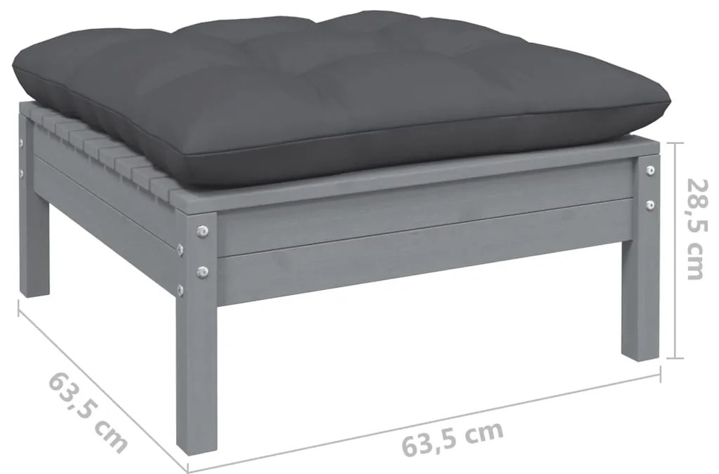 13 pcs conj. lounge de jardim com almofadões antracite pinho