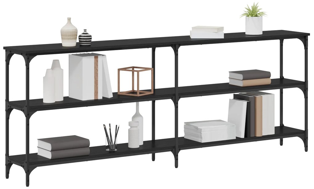 Mesa de Console Carvalho Preto 200x29x75 cm Madeira Engenheirada