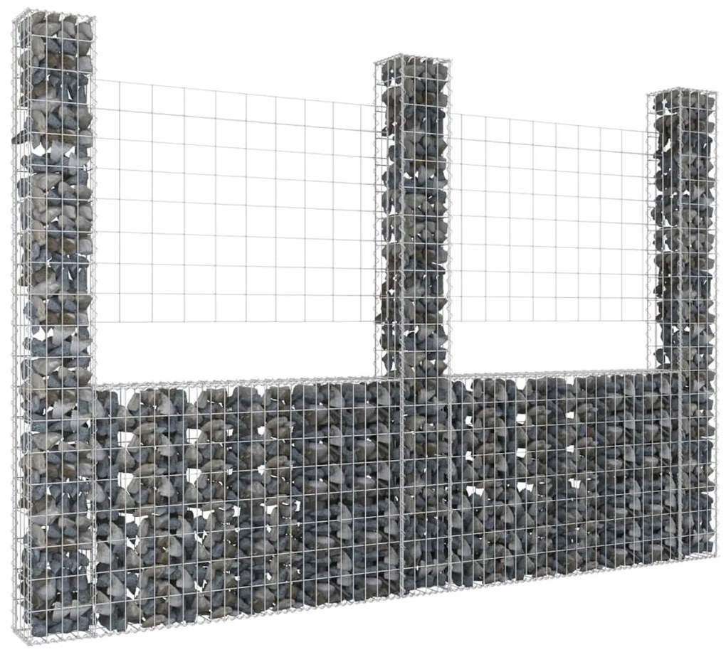 Cesto gabião em forma de U c/ 3 postes 260x20x200 cm ferro