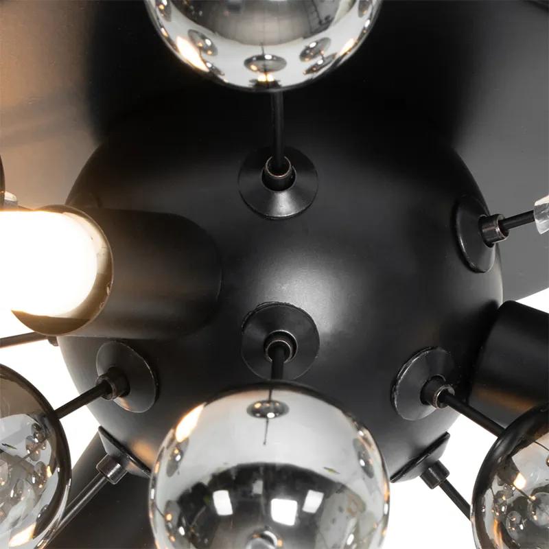 Candeeiro de tecto preto com vidro fumê 40 cm 4 luzes - Explode Design