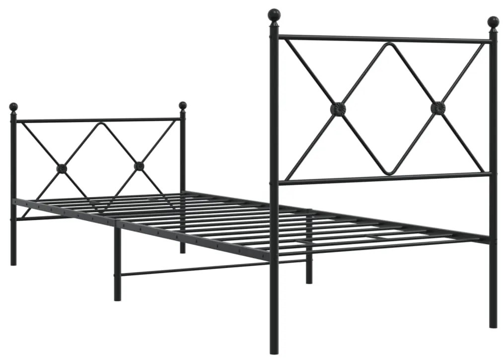 Estrutura de cama com cabeceira e pés 75x190 cm metal preto