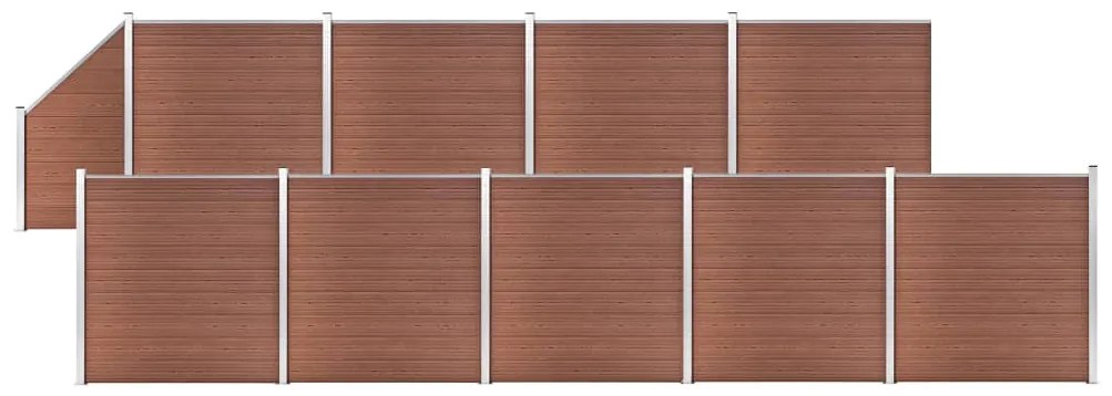 vidaXL Painel vedação WPC 9 quadrados+1 inclinado 1657x186cm castanho