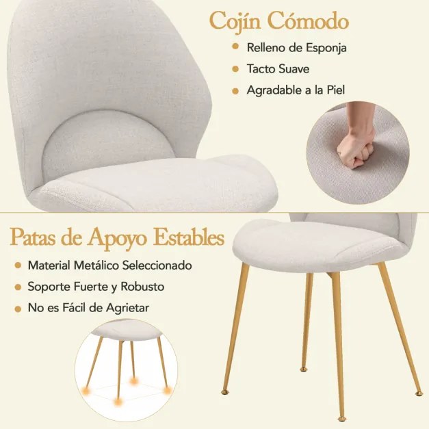 Conjunto de 2 cadeiras de jantar estofada com costas curvas Costas Assento largo sem braços para sala de estar Sala de jantar Carga 150 kg Cinzento