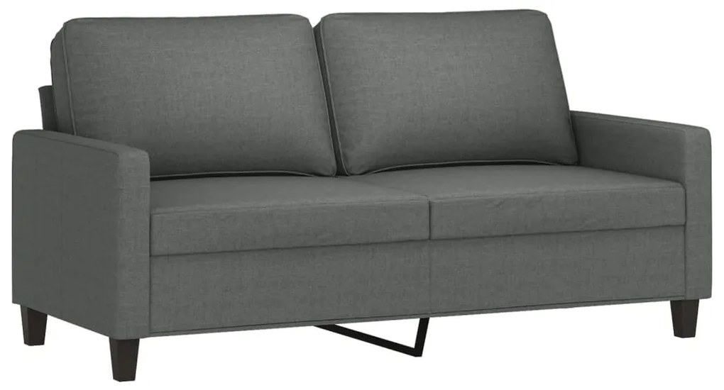 2 pcs conjunto de sofás com almofadões tecido cinzento-escuro