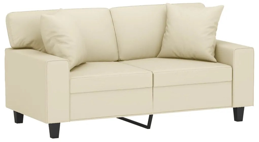 Sofá 2 lugares + almofadas decorativas 120cm couro artif. creme