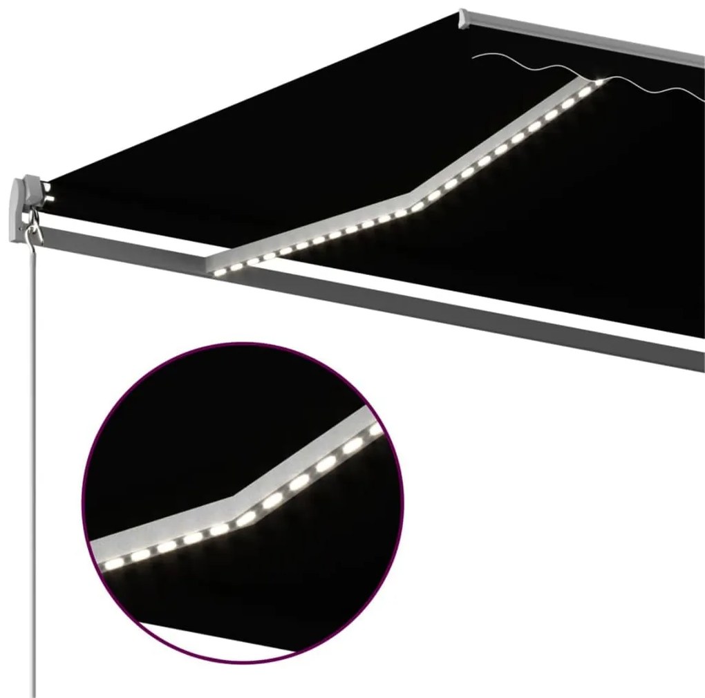 Toldo automático com LED e sensor de vento 500x300 cm antracite