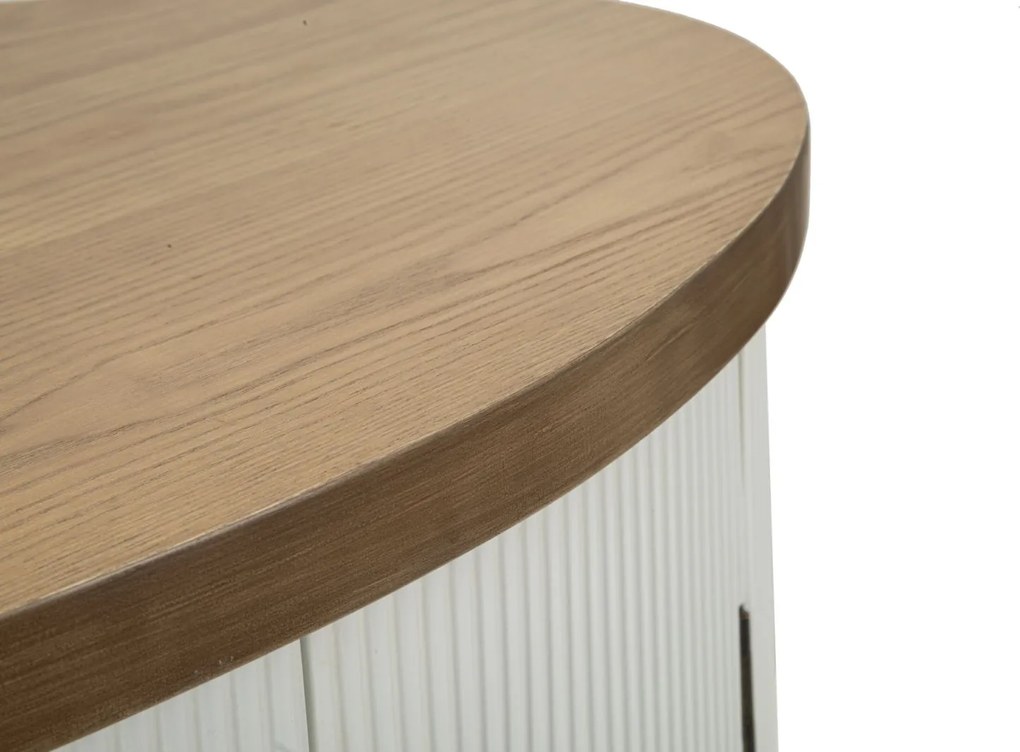 Aparador Tolosa com 2 Portas – 79x48x67 cm – Branco, Castanho e Dourad