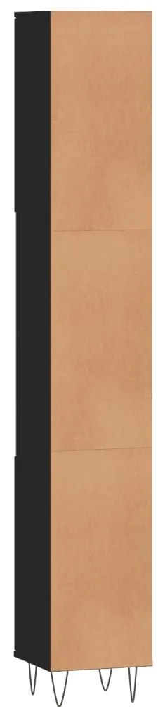 Armário casa de banho 30x30x190 cm derivados de madeira preto