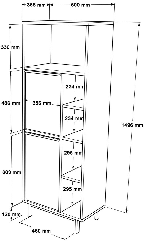 Armário de Casa de Banho ON10C – Branco – 60x161,6x35,5 cm