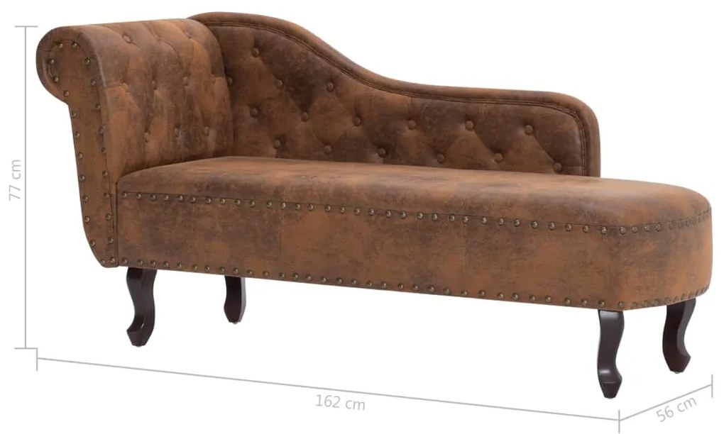 Chaise longue camurça artificial castanho