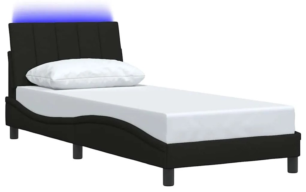 Estrutura de cama sem colchão 90x190 cm tecido preto